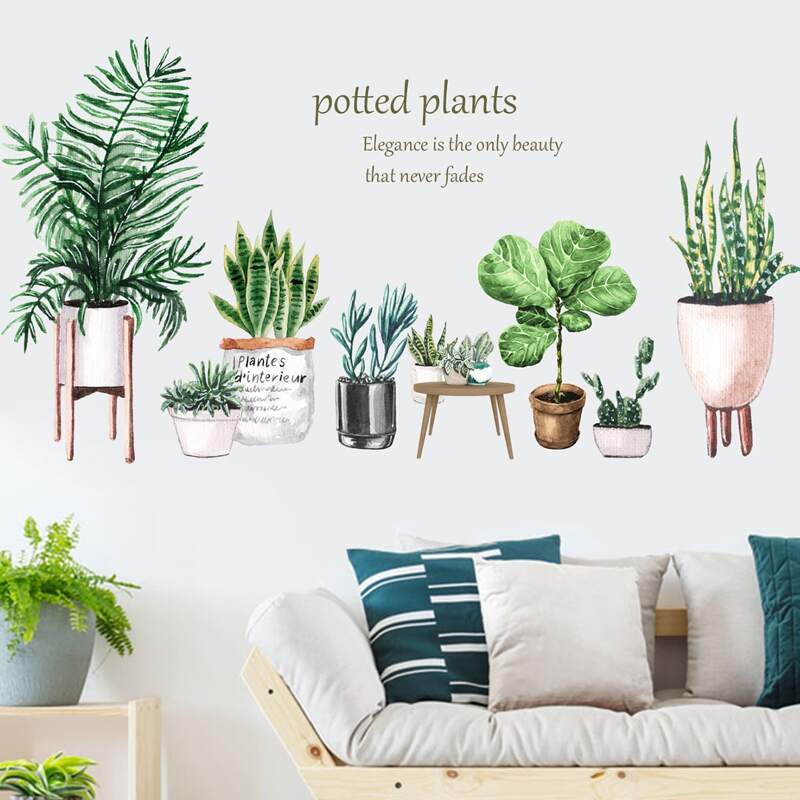 

Potted Plants Print Wall Sticker, Multicolor