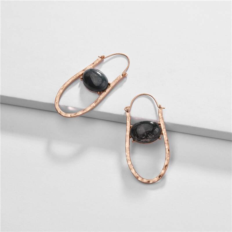 

Stone Decor Hoop Earrings, Multicolor