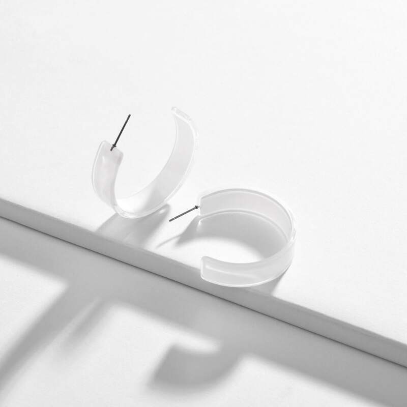 

Simple Cuff Hoop Earrings, White