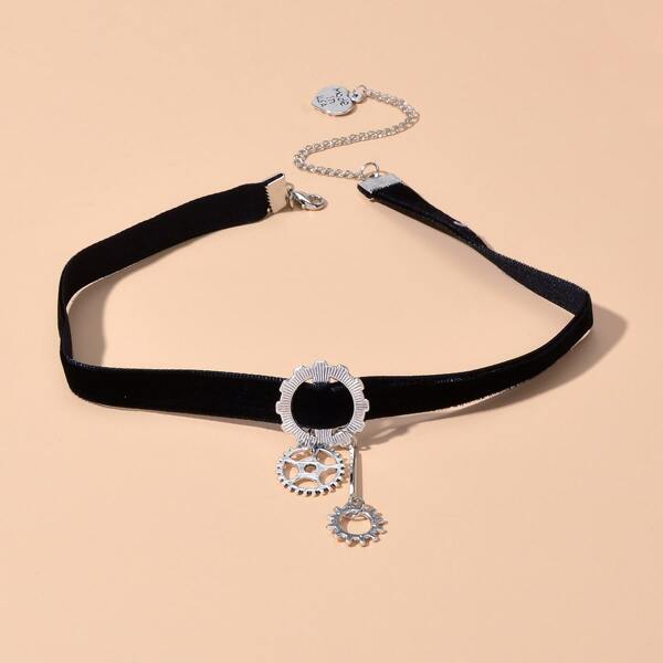 

Gear Charm Choker, Black