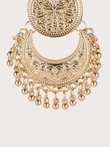 Metal Tassel Charm Drop Earrings - Yellow Gold - View 3