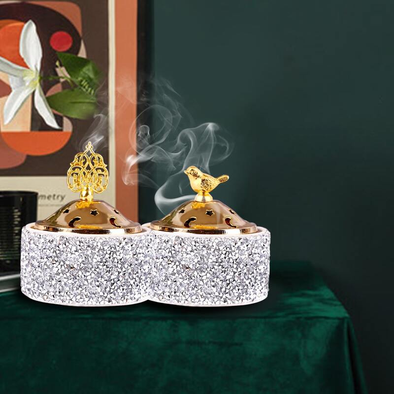 

1pc Ceramic Incense Burner With Lid, Silver