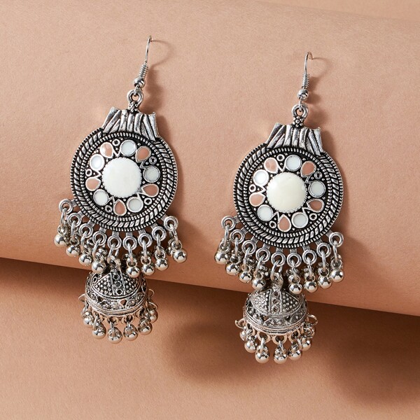 

Контрастные серьги-подвески Jhumka, Серебряные