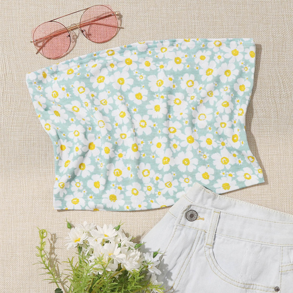

All Over Floral Print Tube Top, Multicolor