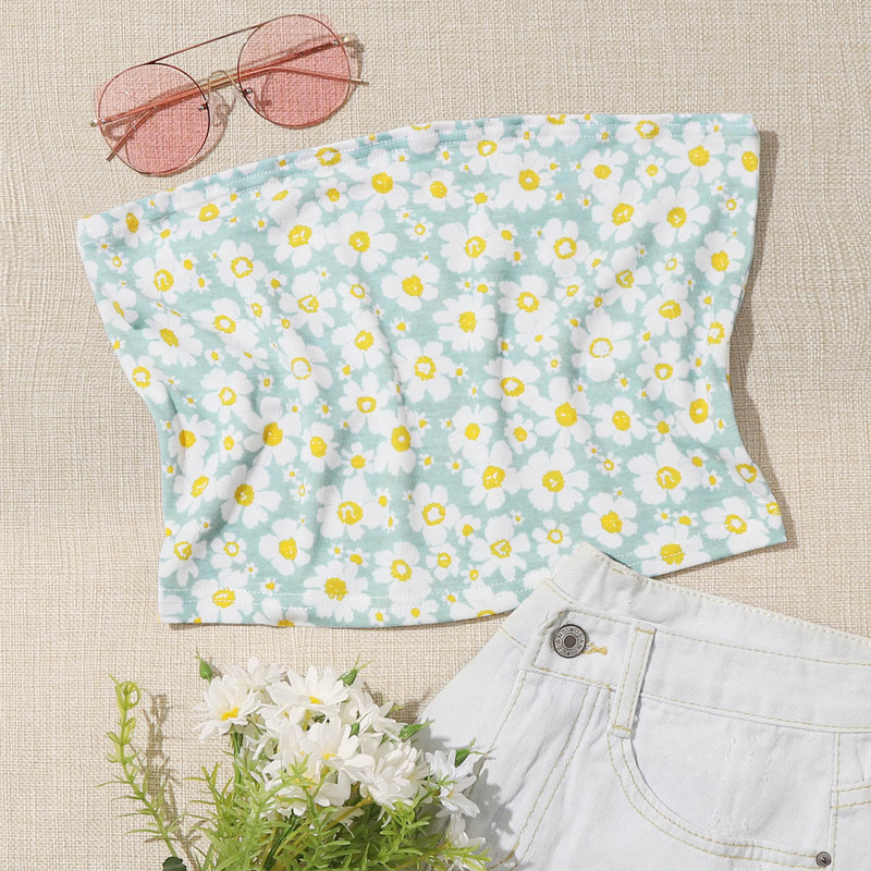 

All Over Floral Print Tube Top, Multicolor