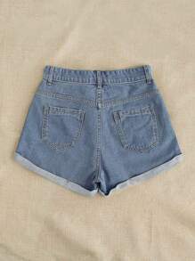 Breezaya Daisy Floral Embroidery Denim Shorts