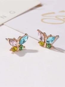 蝴蝶設計鉚釘耳環 - 彩色 - 查看 3