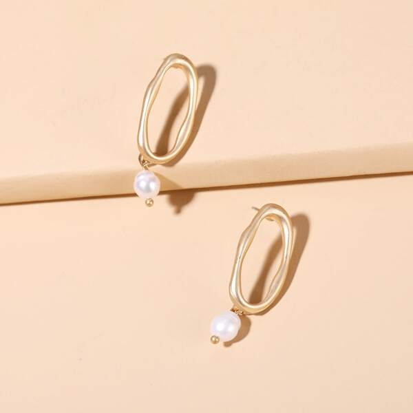 

Серьги-капли с искусственным жемчугом, Золотистый