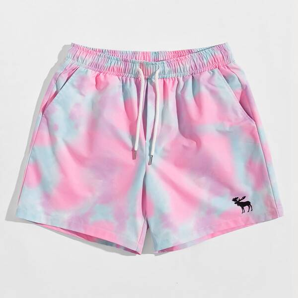

Men Deer Print Tie Dye Shorts, Multicolor