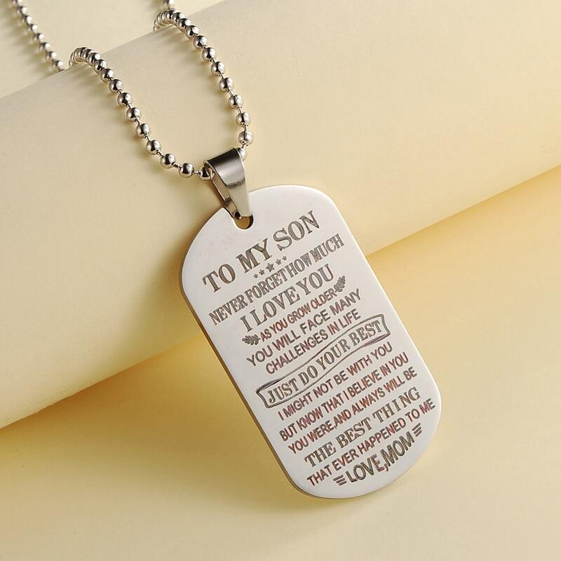 

Guys Slogan Graphic Charm Necklace, Silver