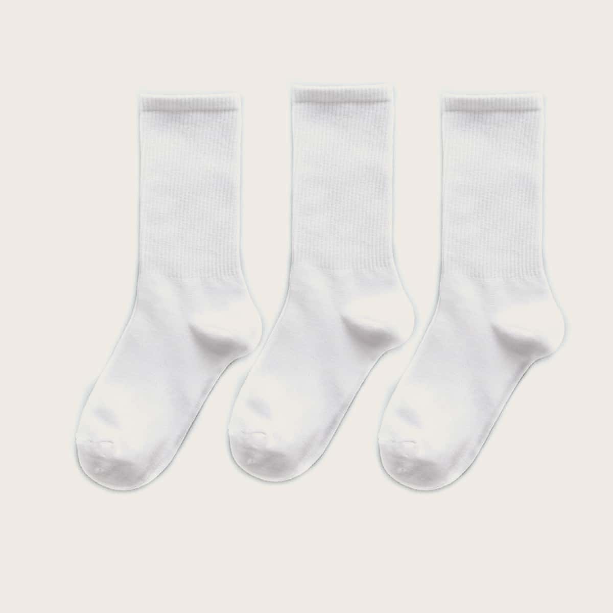 

3pairs Simple White Socks