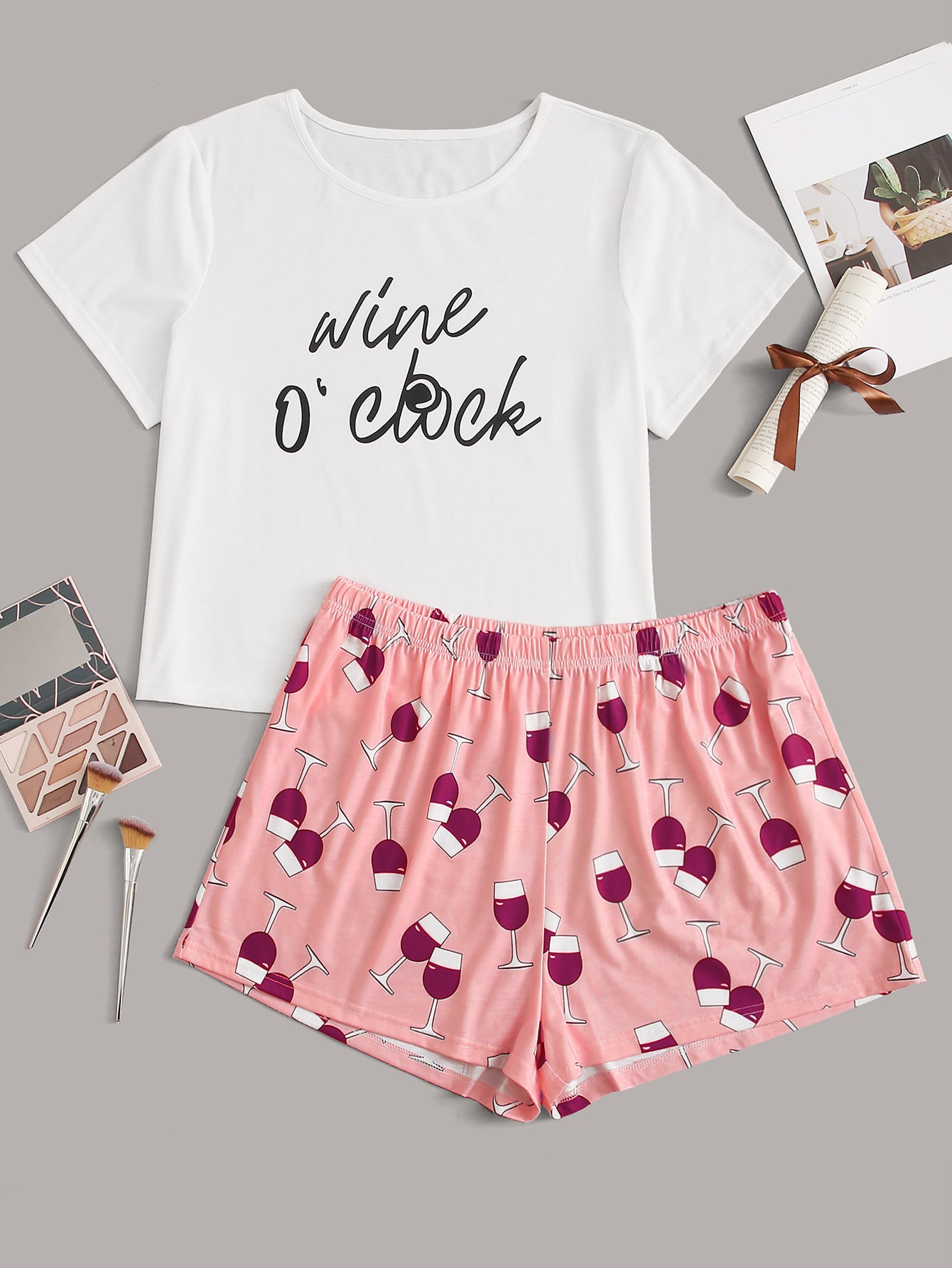 Plus Letter And Graphic Print PJ Set thumbnail