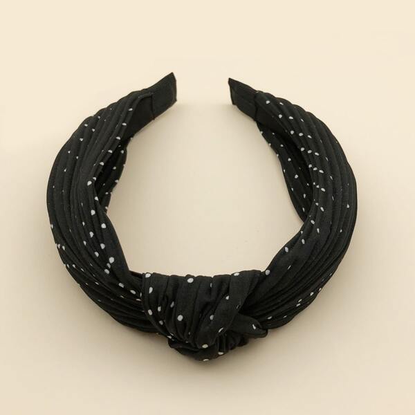 

Polka Dot Knot Decor Hair Hoop, Black and white