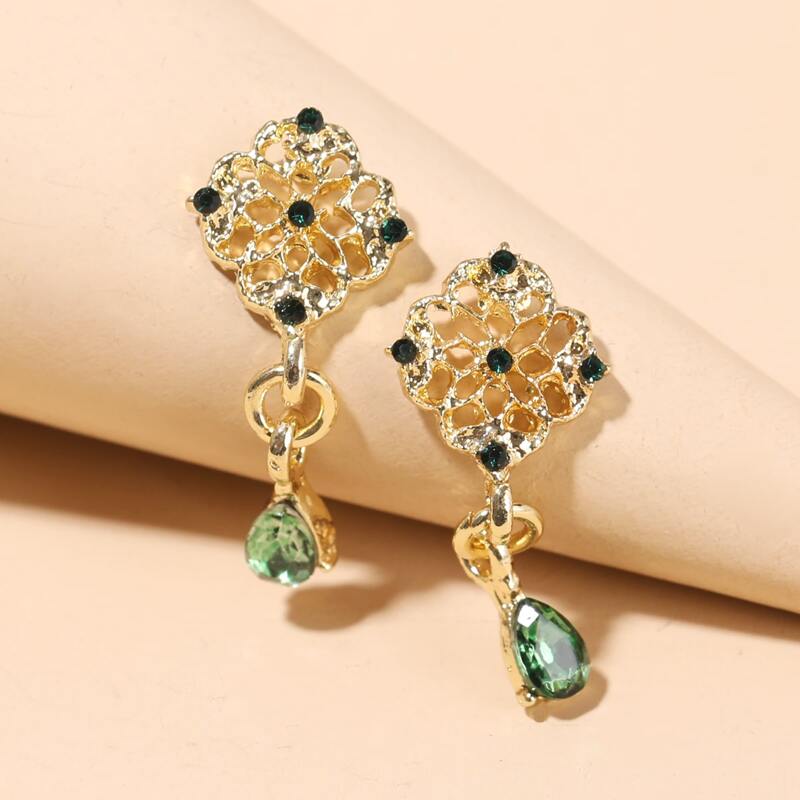 

Gemstone Decor Drop Earrings, Green