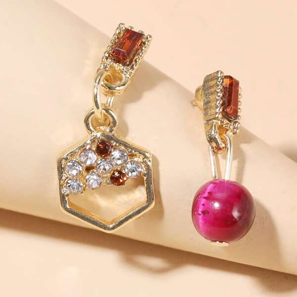 

Rhinestone Decor Mismatched Drop Earrings, Multicolor