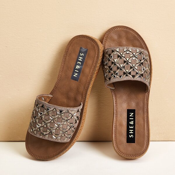 

Open Toe Wide Fit Sliders, Brown