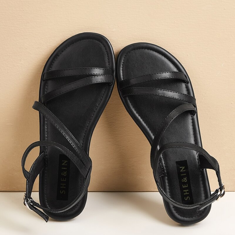 

Open Toe Strappy Sandals, Black