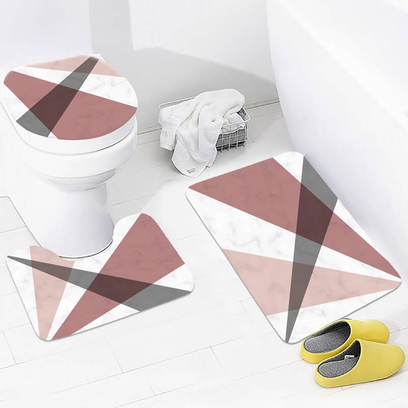 

3pcs Marble Pattern Closestool Carpet, Multicolor