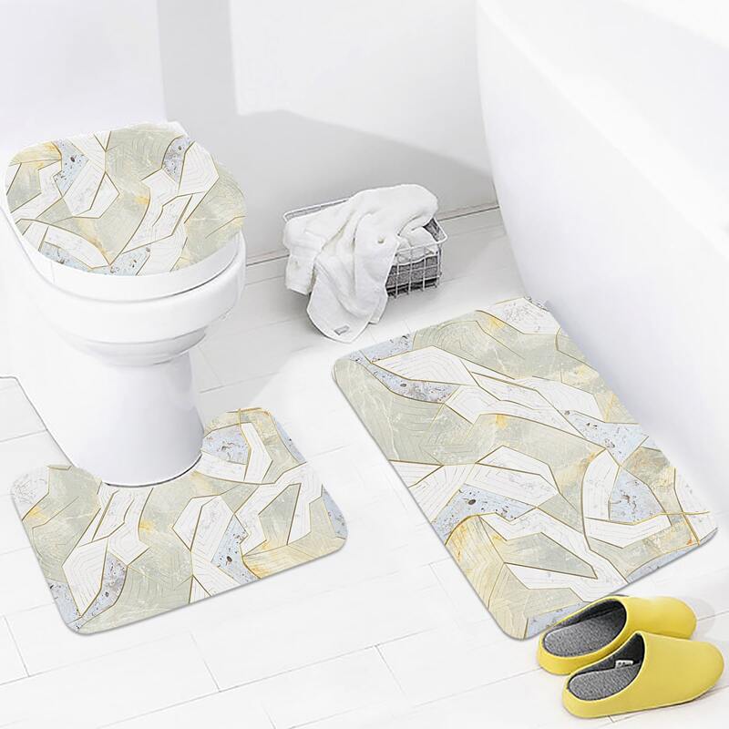 

3pcs Geometric Pattern Closestool Carpet, Multicolor