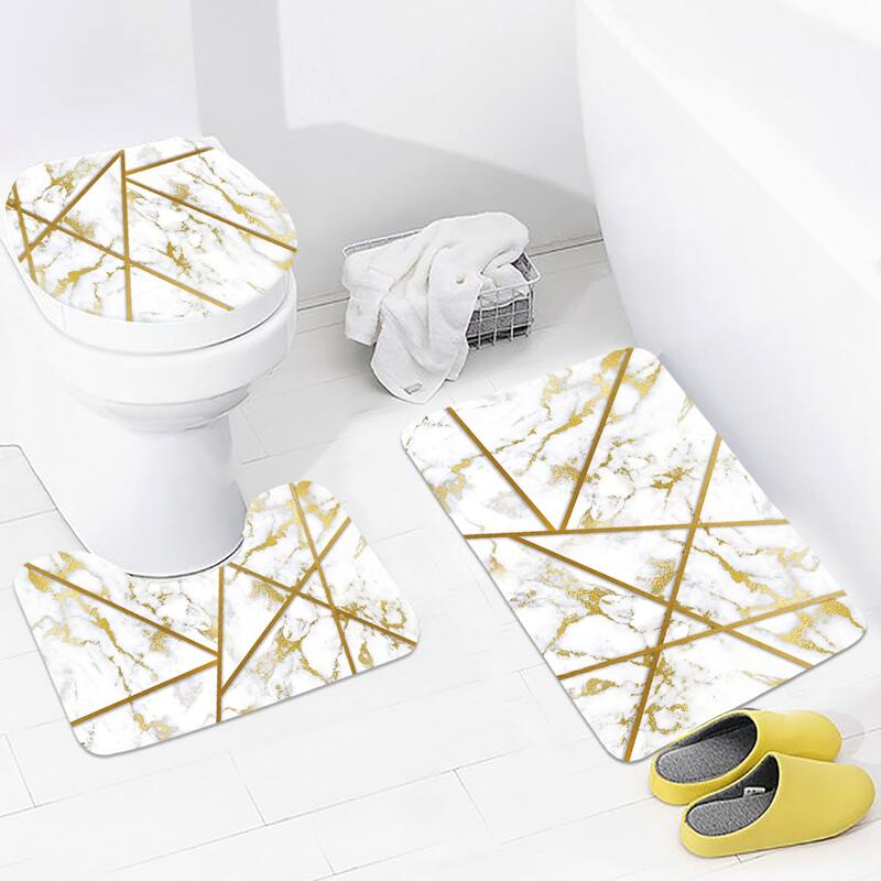 

3pcs Marble Pattern Closestool Carpet, Multicolor