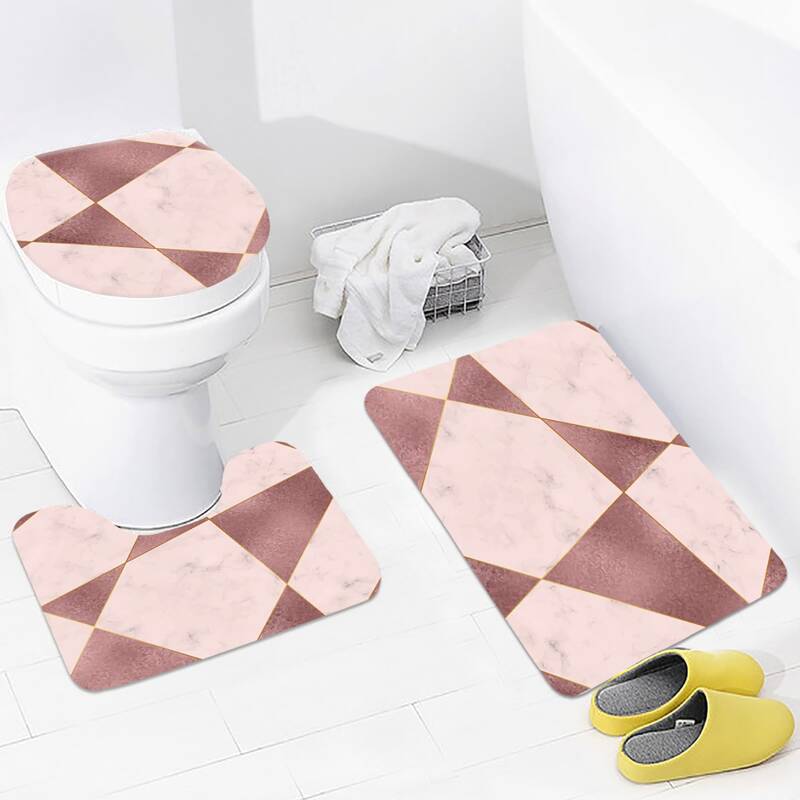 

3pcs Color Block Closestool Carpet, Multicolor