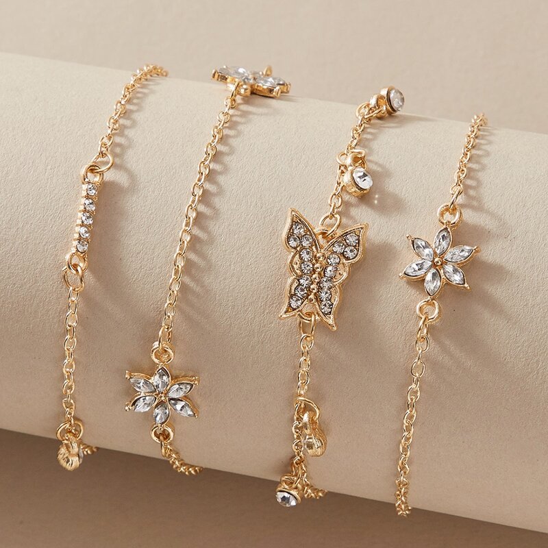 

4pcs Butterfly Design Bracelet, Gold