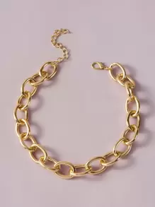 素色鏈條項鍊 - 金黃色 - 查看 1