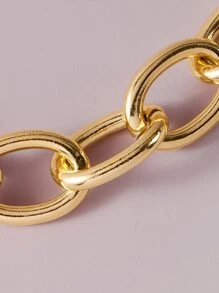 素色鏈條項鍊 - 金黃色 - 查看 3