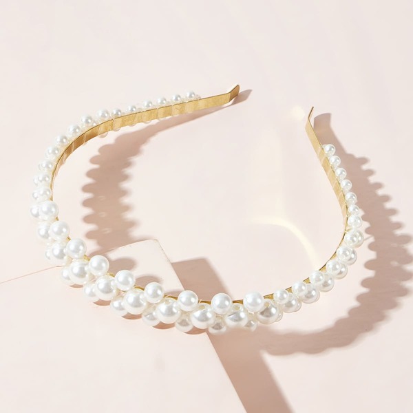 

Faux Pearl Decor Hair Hoop, White
