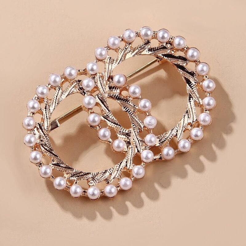 

Faux Pearl Decor Brooch, Gold