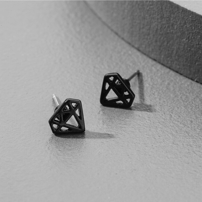 

Guys Diamond Design Stud Earrings, Black