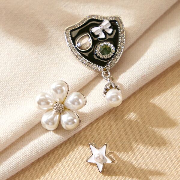 

3pcs Faux Pearl Decor Brooch, Multicolor