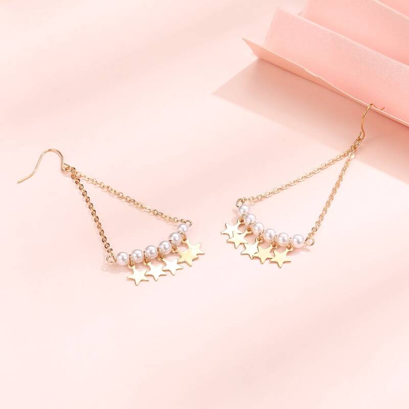 

Star Charm Drop Earrings, Gold