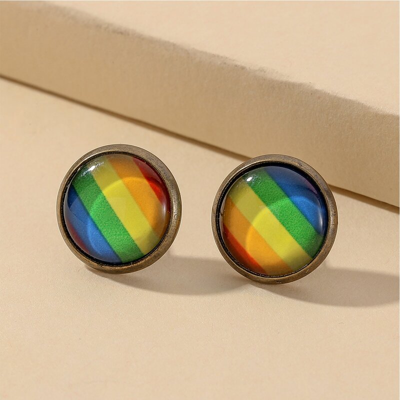 

Guys Colorful Stud Earrings, Multicolor
