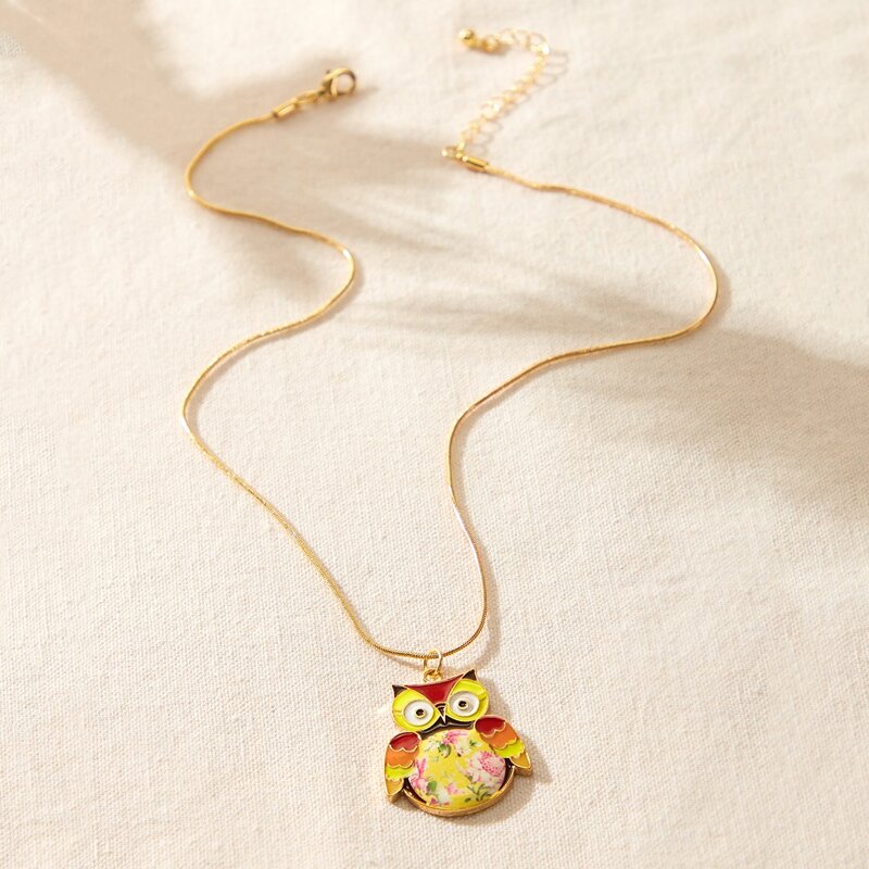 

Owl Charm Necklace, Multicolor