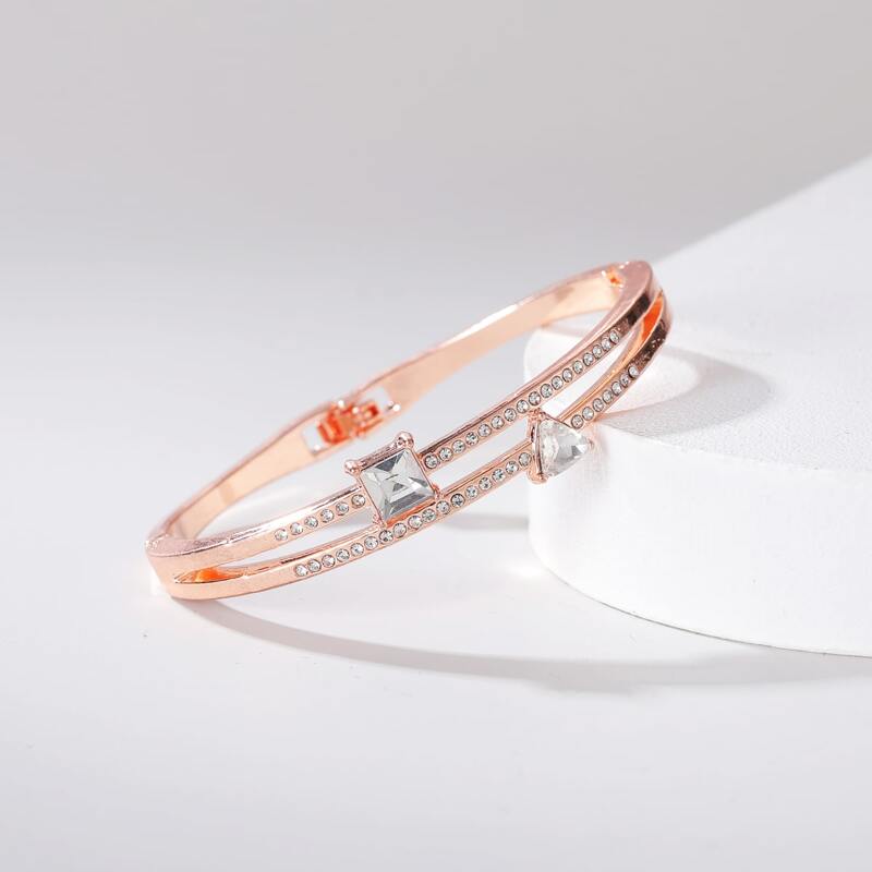 

Rhinestone Geometric Bangle, Gold