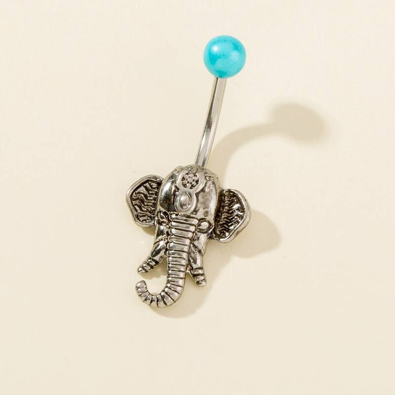

Metal Elephant Belly Ring, Silver