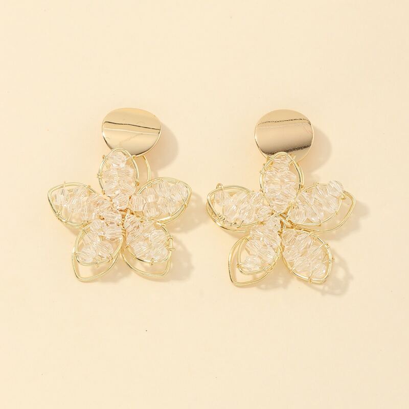 

Bead Flower Earrings, Gold