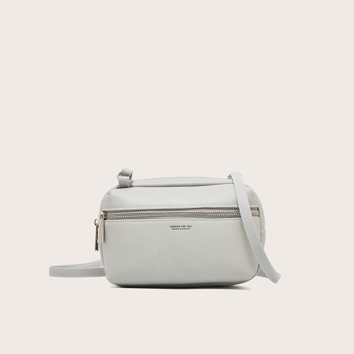 

Zip Front Crossbody Bag, Grey
