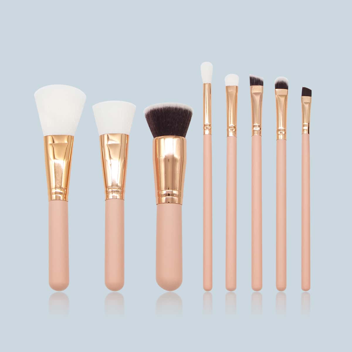 

8pcs Flat & Angled Makeup Brush Set, Pink