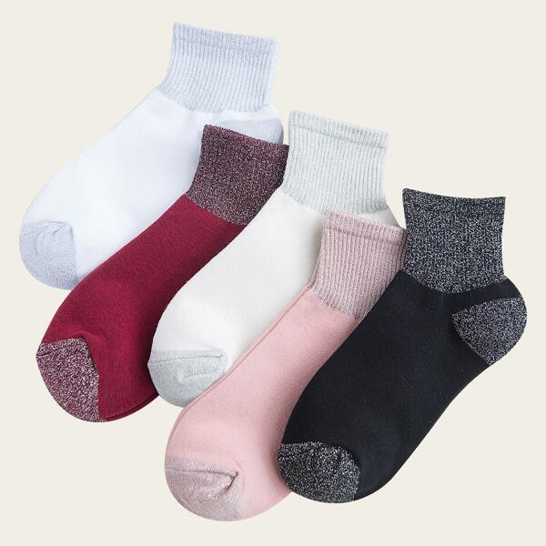

5pairs Silver Wire Socks, Multicolor
