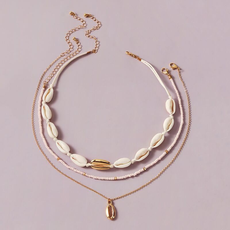 

Shell Charm Layered Necklace, Multicolor