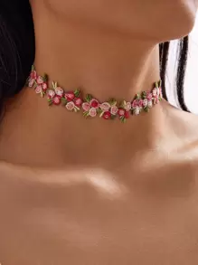 Andkiss Lace Flower Choker Valentines,Mom,Mother,Mother's Day,Gift - Multicolor - View 1