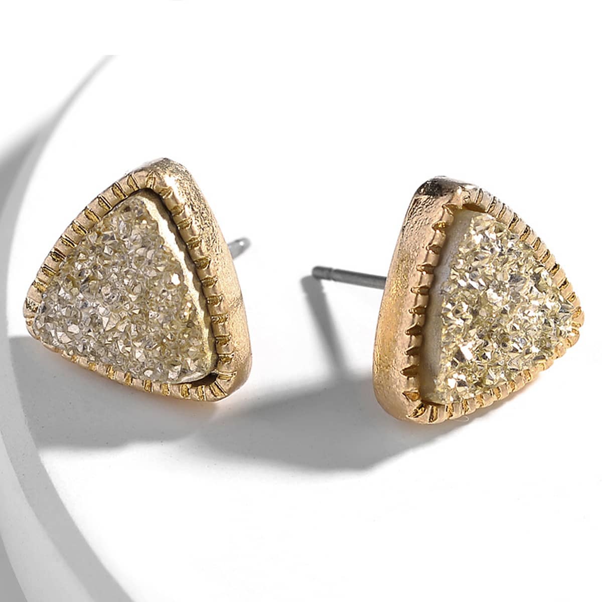 

Triangle Shaped Stud Earrings, Gold