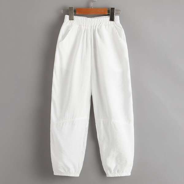 

Toddler Girls Slant Pocket Carrot Pant, White