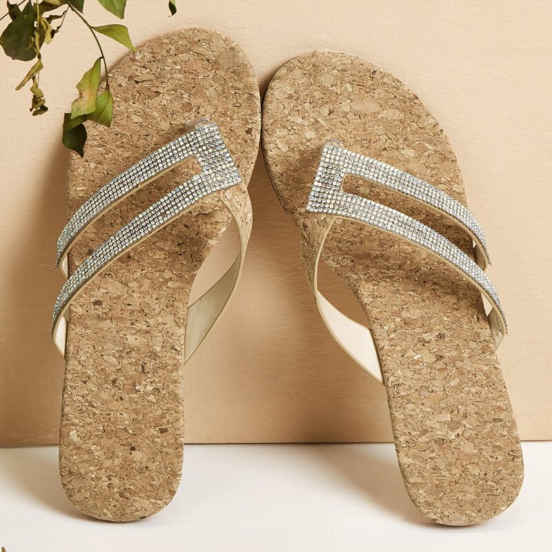 

Rhinestone Decor Toe Post Sandals, Silver