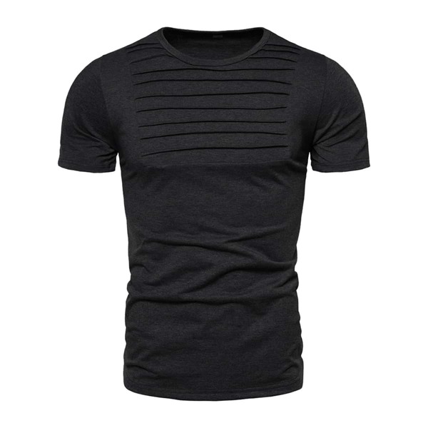

Men Ruched Short Sleeve Solid Tee, Black