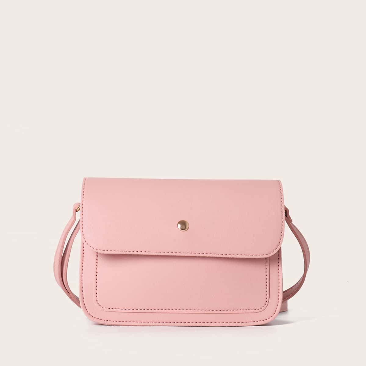 

Minimalist Flap Crossbody Bag, Pink