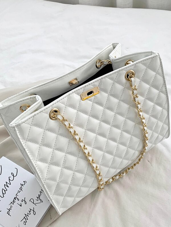 Random Twist Lock Quilted Chain Bag SHEIN USA