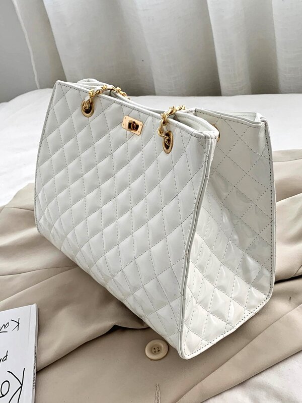 Random Twist Lock Quilted Chain Bag SHEIN USA